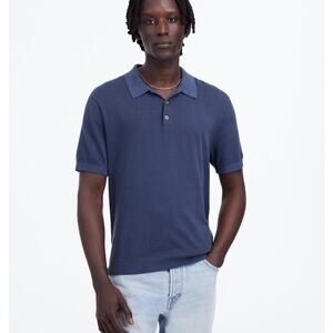 NWT Madewell Three-Button Sweater Polo Shirt In Night Indigo Size XS